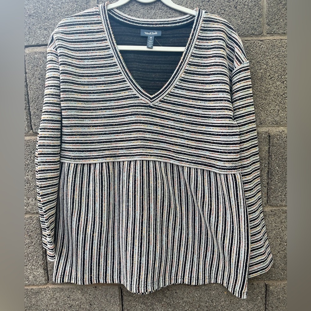 Mod cloth striped knit sweater